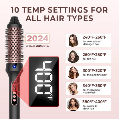 Heated Curling Iron Brush Thermal Brush 32Mm round Brush Ceramic Hair Curler Roller Volumizing Brush 400°F Styling Tools