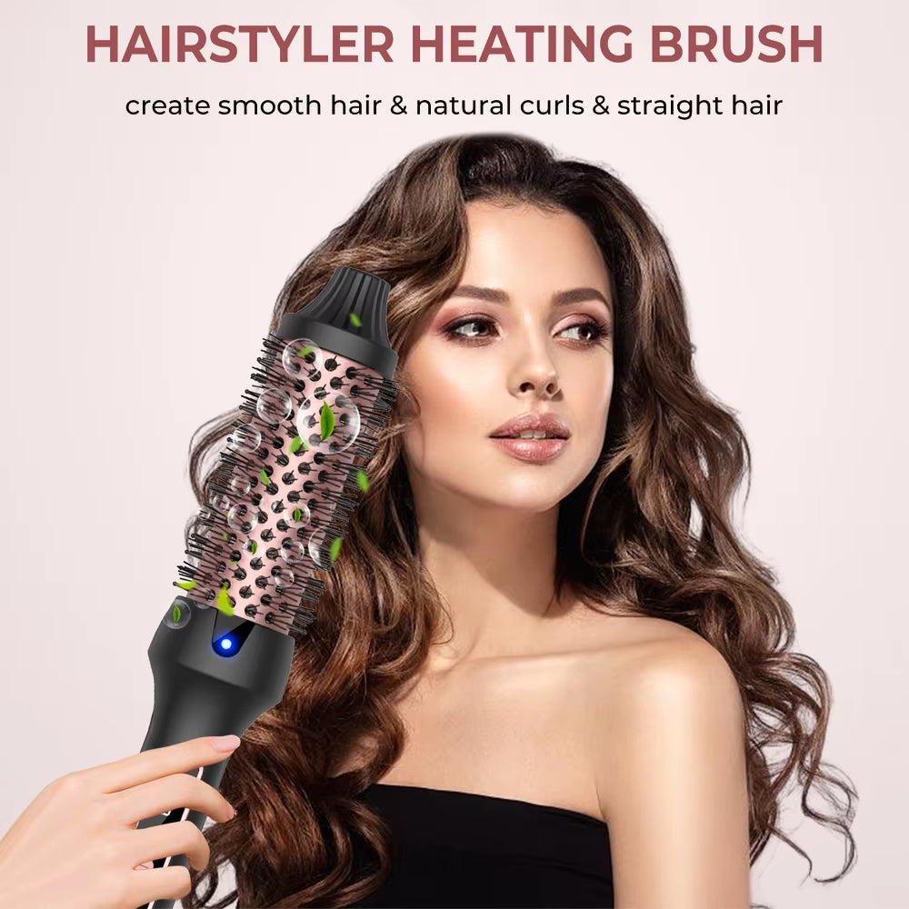 Heated Curling Iron Brush Thermal Brush 32Mm round Brush Ceramic Hair Curler Roller Volumizing Brush 400°F Styling Tools