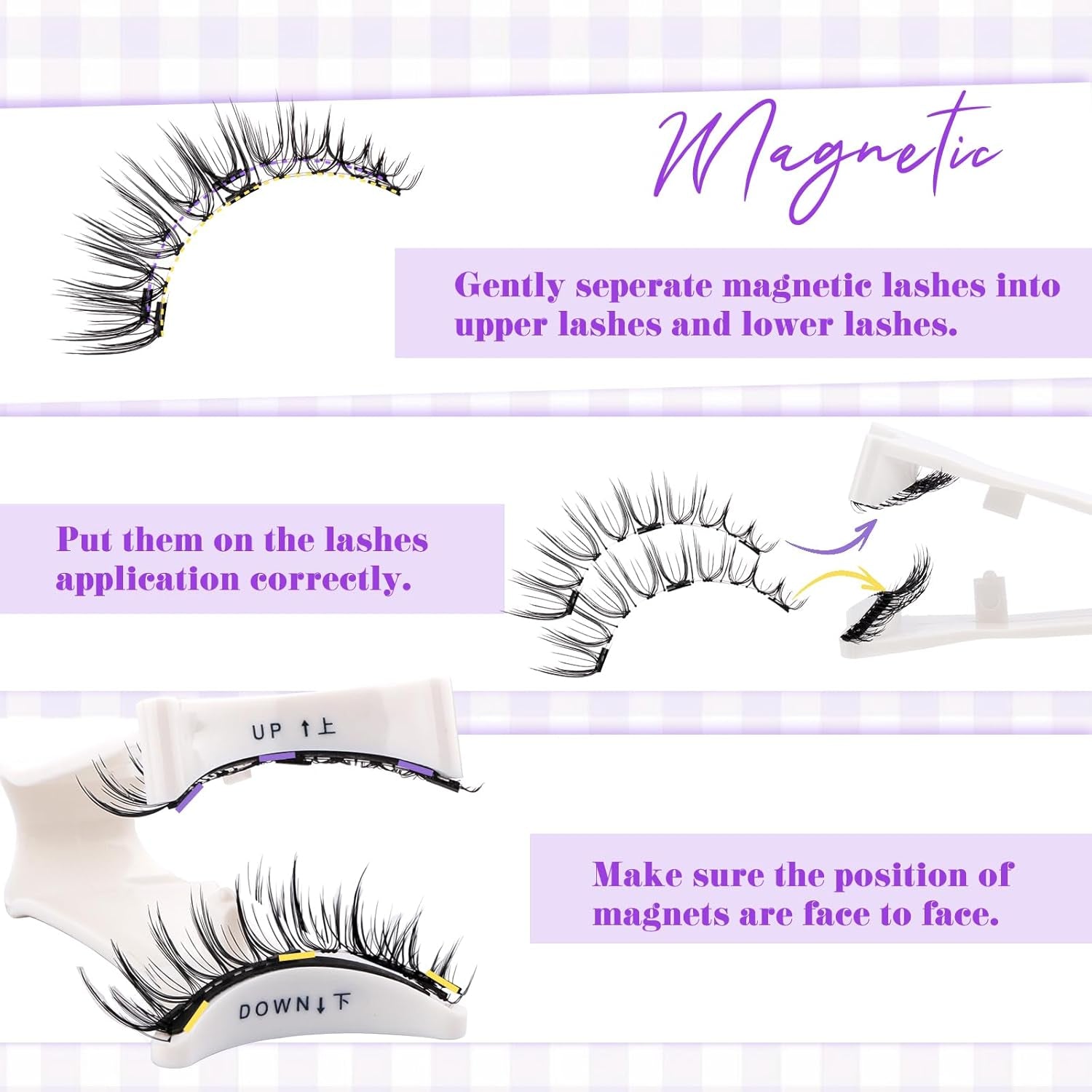 Magnetic Eyelashes Natural Look Magnetic Lashes with Applicator Reusable Magnetic Eyelashes No Glue and No Eyeliner Needed Magnetic Eyelashes 2 Pairs (DWSP+YJ07)