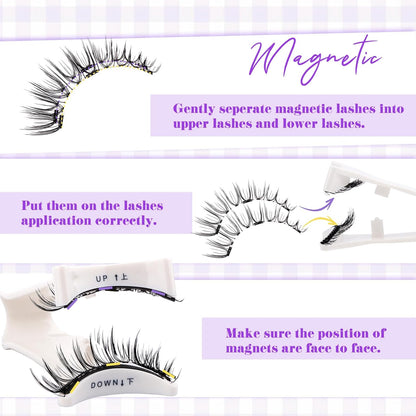 Magnetic Eyelashes Natural Look Magnetic Lashes with Applicator Reusable Magnetic Eyelashes No Glue and No Eyeliner Needed Magnetic Eyelashes 2 Pairs (DWSP+YJ07)